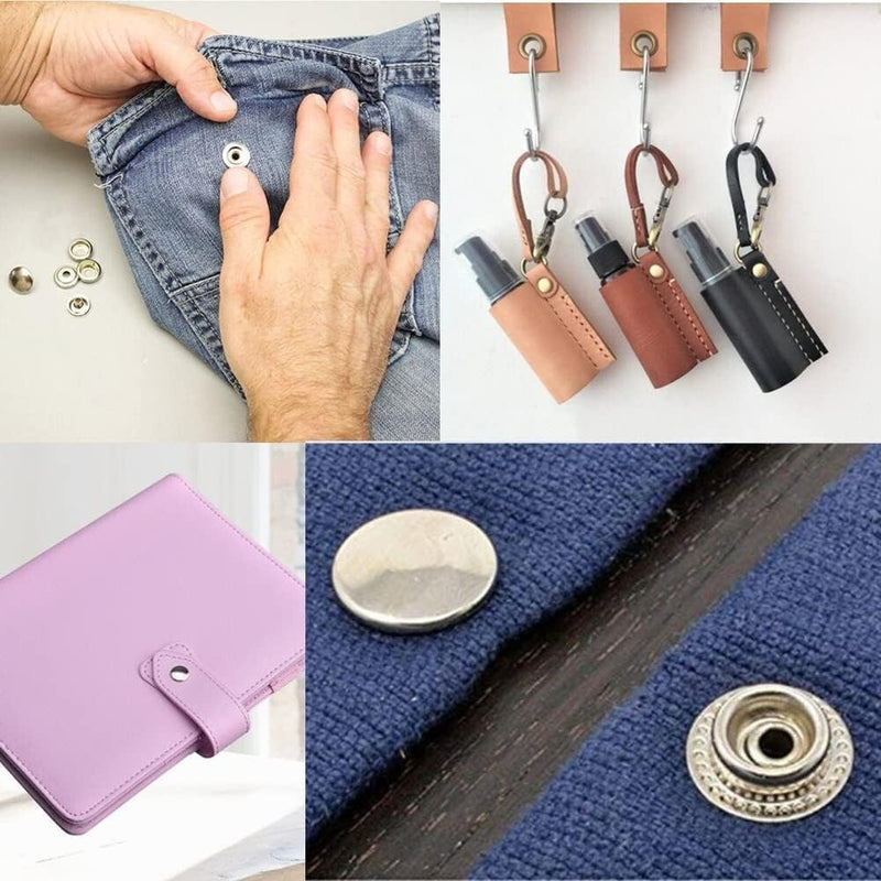 Heavy Duty Snap Fastener Button Kit 70 Set 15mm 5/8" Stainless Steel for Leather