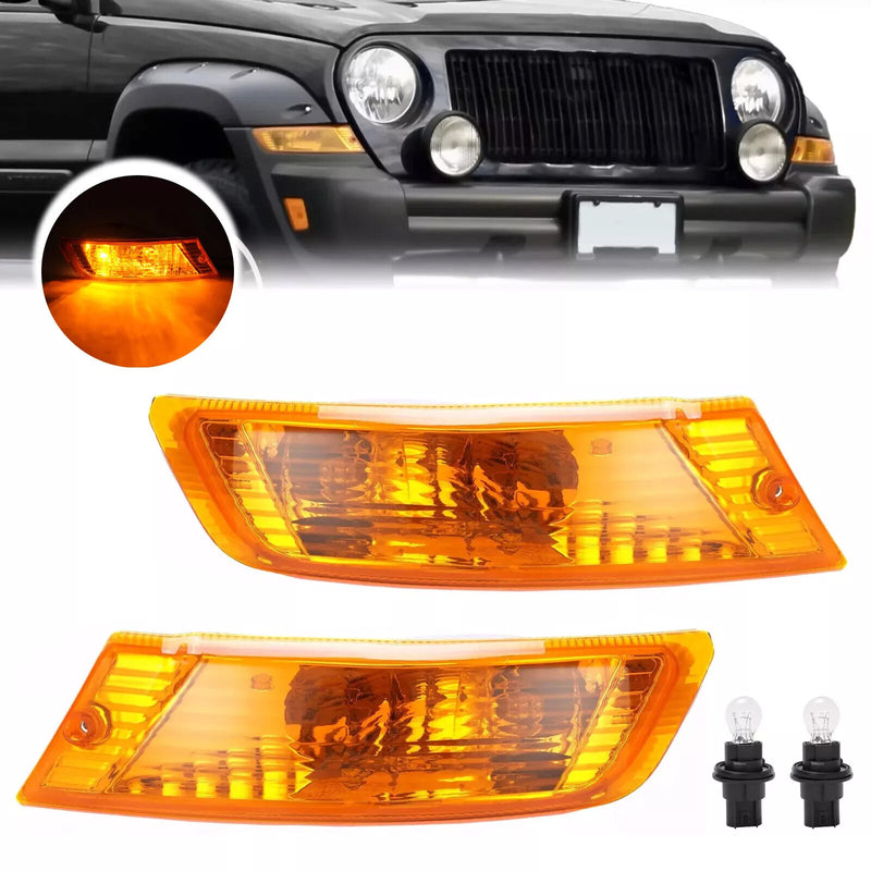 Turn Signal Light Set With Bulbs Front Left And Right for Jeep Liberty 2005-2007