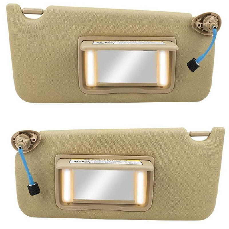 83280-TA5-A51ZA Sun Visor Tan w/ Light Mirror 2Pcs for Honda Accord 2008-2017