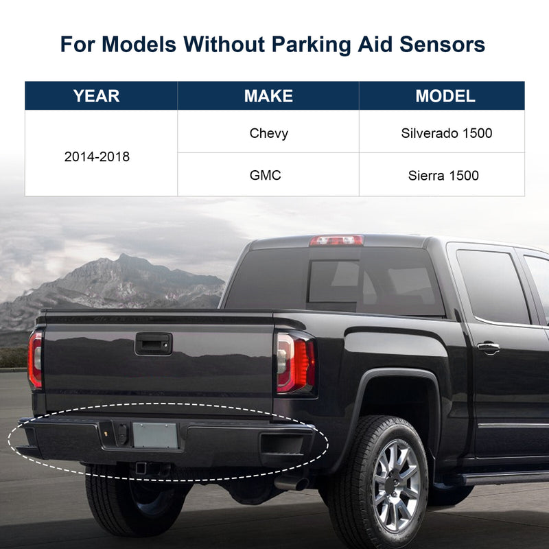 Rear Step Bumper Black without Sensor Hole for Chevy Silverado Sierra 1500 14-18