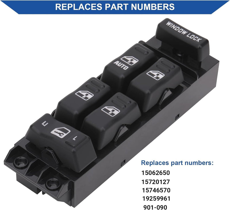 Black Electric Window Master Switch For Tahoe Yukon Suburban Avalanche 15062650