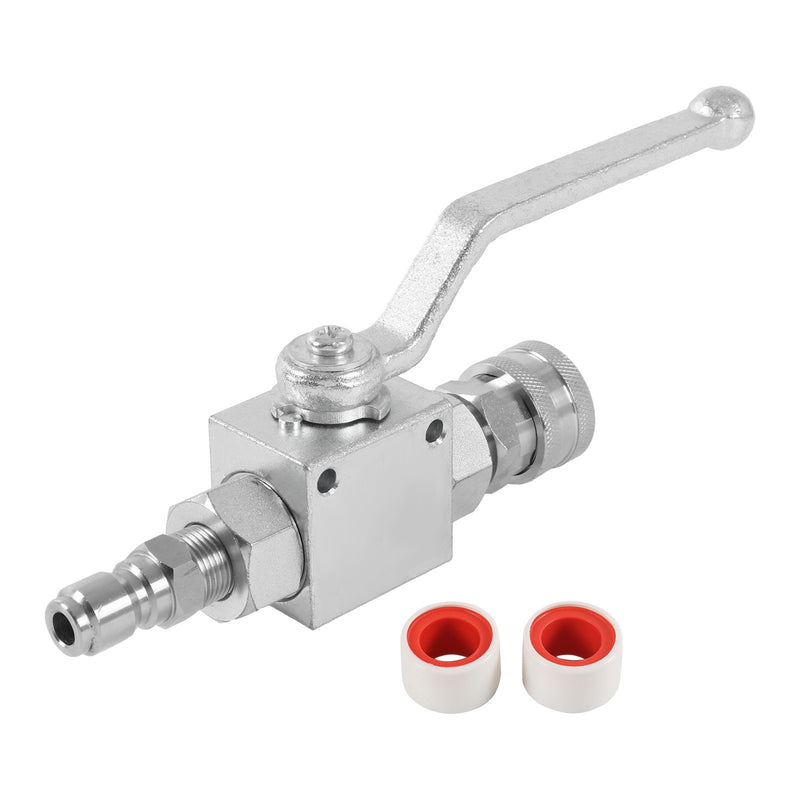 Steel High Pressure Washer Ball Valve Kit 3/8 Inch Quick Connect 4500 PSI