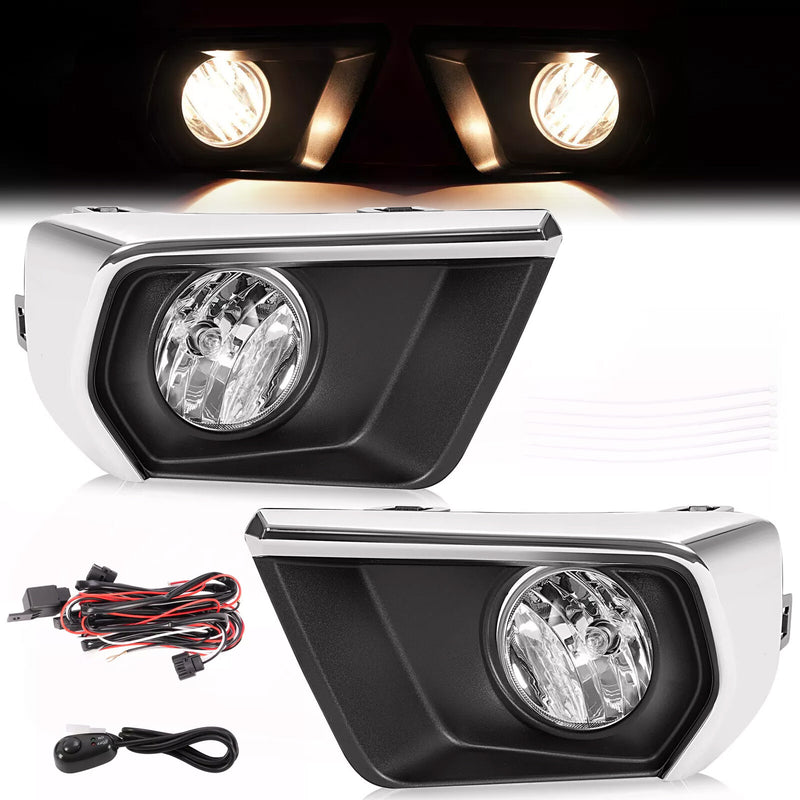 Clear Fog Lights with Chrome Bezel Wires Switch for Chevrolet Colorado 2021-2022