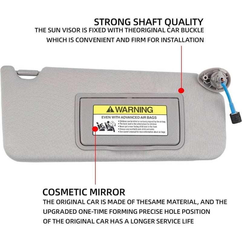 Pair Gray Sun Visor with Light Mirror for Honda Accord 83280TA5A51ZA 2008-2017