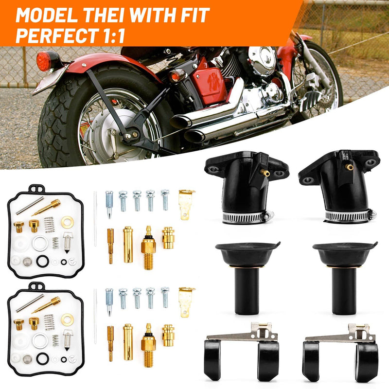 Carburetor Rebuild Kit with Intake Manifolds Boots for Yamaha V Star 650 XVS650