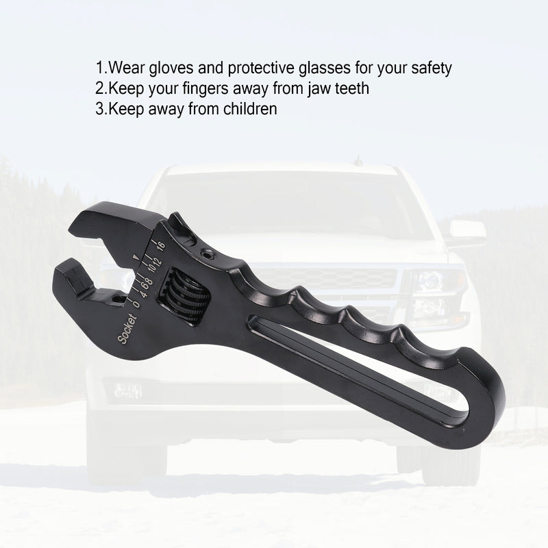 3AN-16AN Adjustable Wrench Spanner Tool for Hose End Fitting Aluminum Black