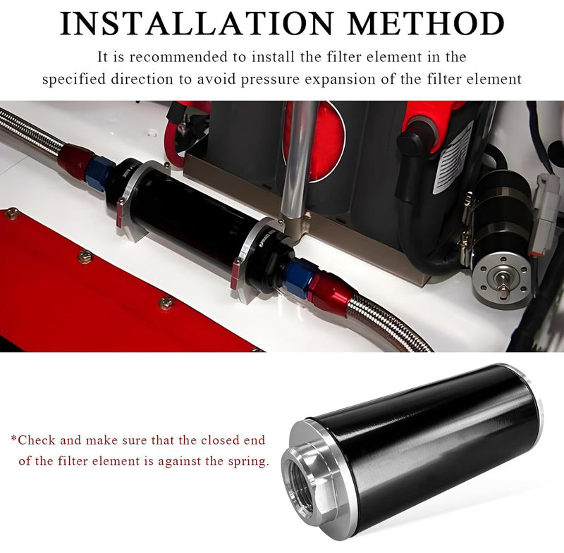 Inline Fuel Filter 100 Micron High Flow Cleanable 6AN 8AN 10AN Adapter Universal