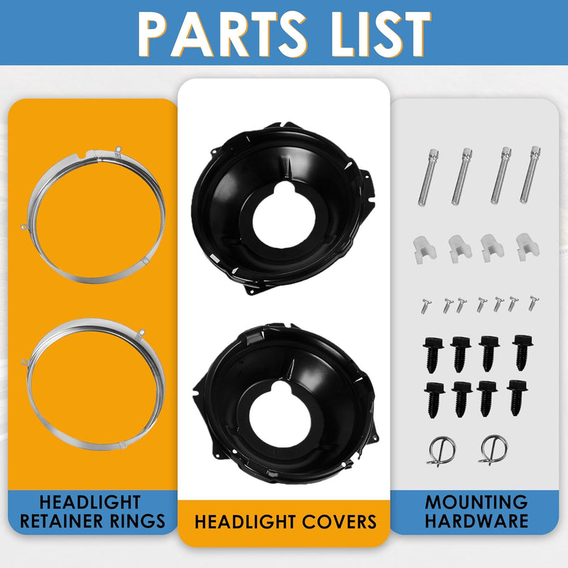 Headlamp Retaining Ring Mounting Bucket Kit for Camaro Nova w/ Hardware 28pcs