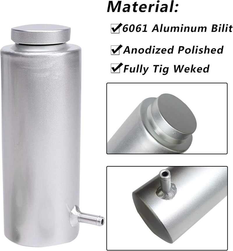 Universal Radiator Coolant Overflow Reservoir Tank for 800ml Silver Aluminum Cat