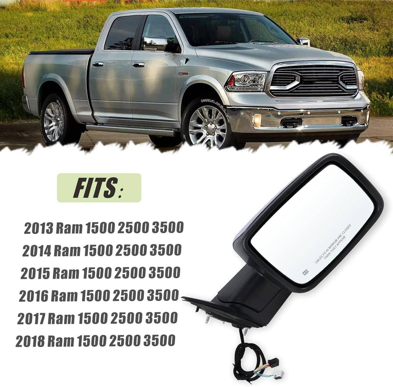 Chrome Power Folding Heated Right Mirror & LED Signal for Dodge Ram 1500 2013-19