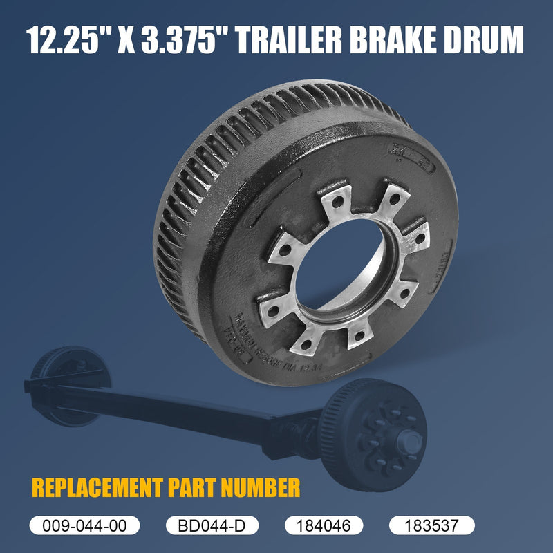 10,000 GD Brake Drum 12-1/4 x 3-3/8 for Dexter 9-44 LCI Lippert Trailer Axle