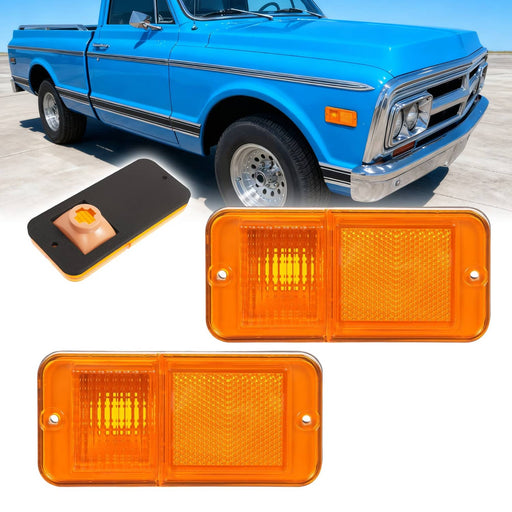 DURAFORCE Front Amber Side Marker Lights for Chevrolet GMC C/K Pickup Trucks 1968-1972 Set