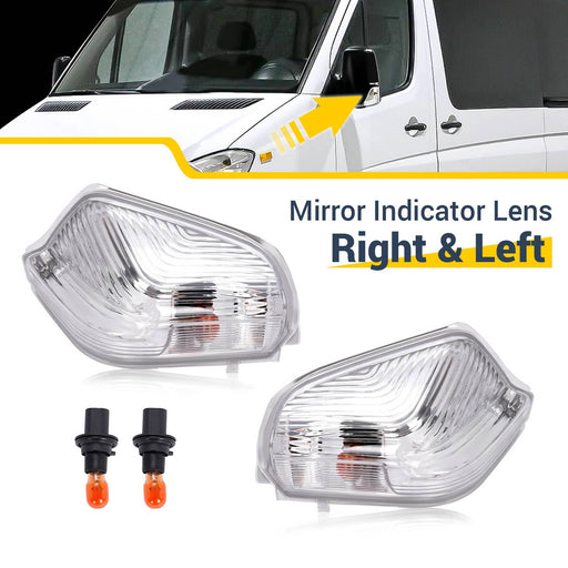 DURAFORCE Side Mirror Indicator Light w/Bulb for Mercedes Benz Sprinter W906 2006-21 Pair