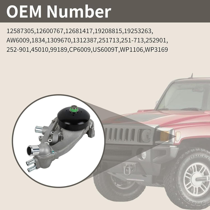 Water Pump w/ Thermostat for Chevrolet GMC Vortec 4.8L 5.3L 6.0L 6.2L 07-16