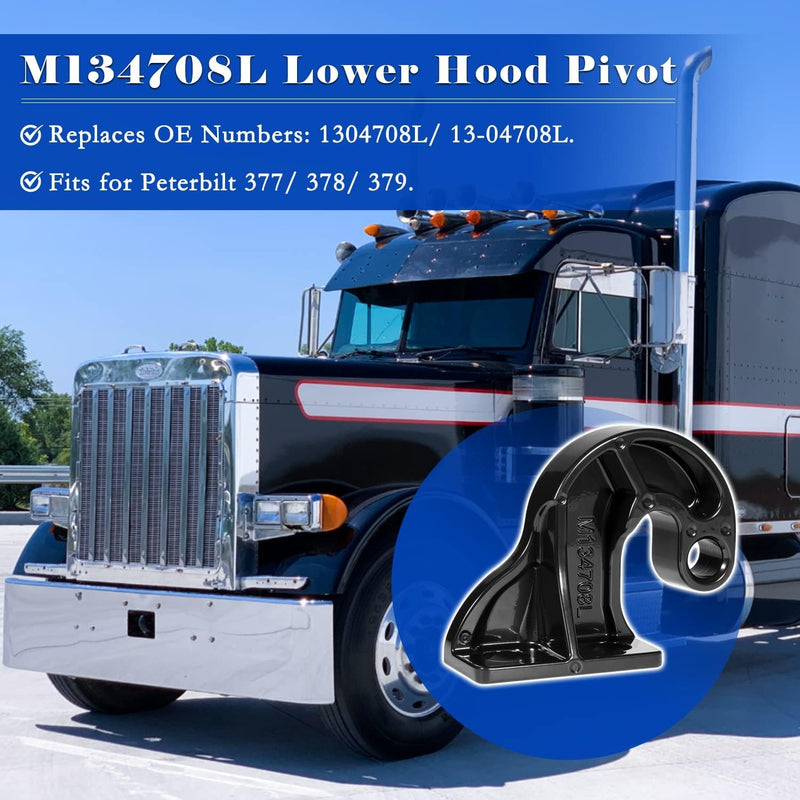 M134708L Left Hand Lower Hood Pivot for Peterbilt 377 378 379 Replaces 13-04708L