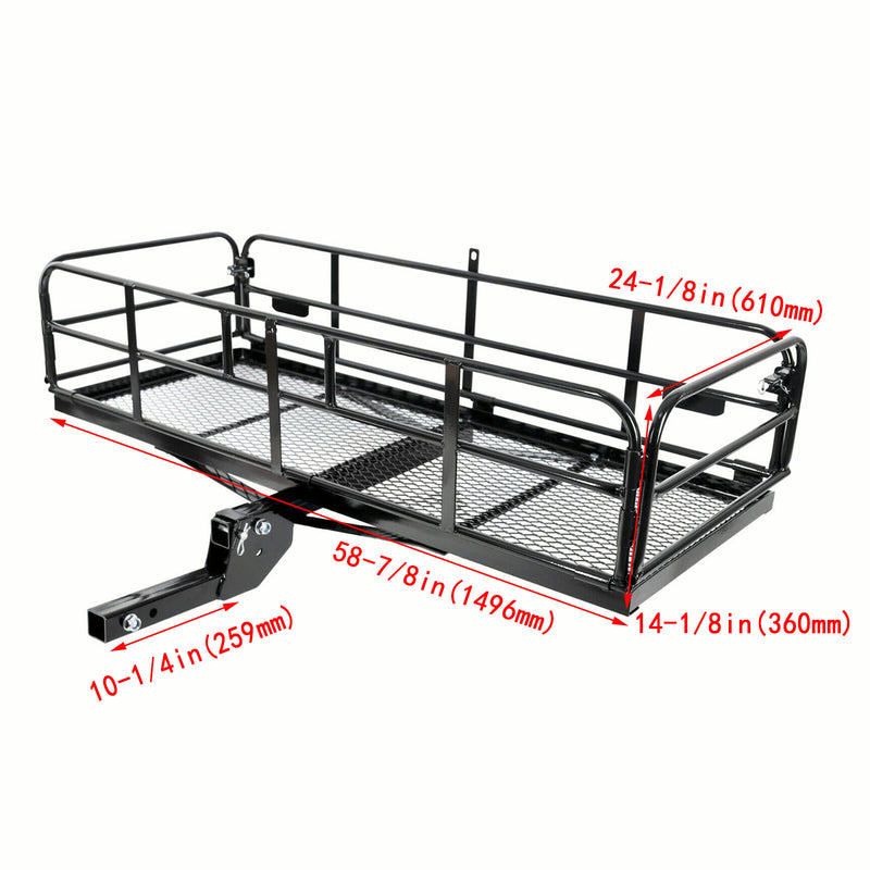 500lbs Car SUV Folding Rack Cargo Basket Trailer Hitch Mount Luggage Carrier