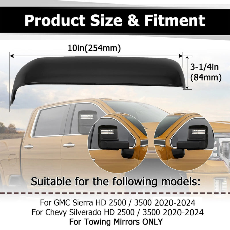 Side Mirror Cover Caps for Chevy Silverado for GMC Sierra HD 2500 3500 2020-2024