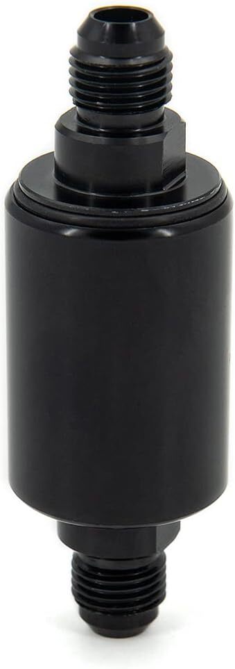 -6AN Inline Fuel Filter High Flow 100 Micron Cleanable AN6 6AN Black Universal