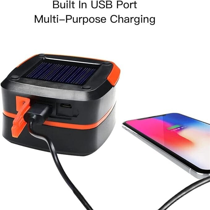 Solar Rechargeable LED Flashlight Camping Tent Light Torch Lantern Lamp