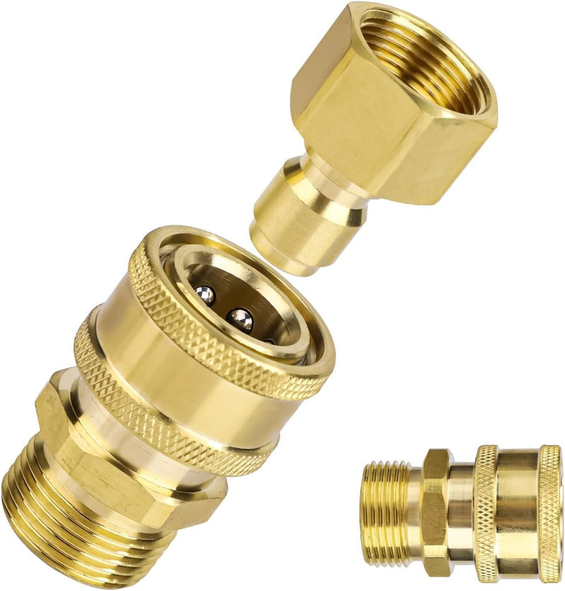4x Pressure Washer Adapters Quick Disconnect Kit M22 Swivel to 3/8 Inch