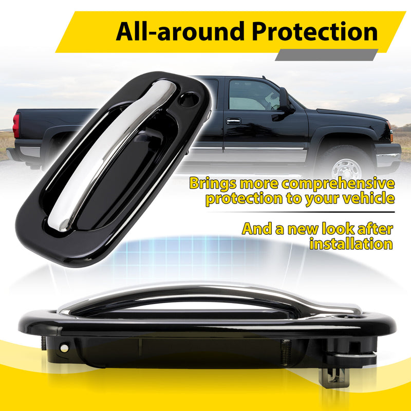 Front Exterior Door Handles Set Left Right Chrome for Silverado Sierra 1999-2006