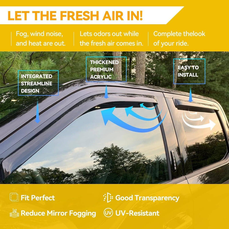 Window Visor Vent Rain Guards for 2013-2017 Honda Accord Sedan 4 Door Black