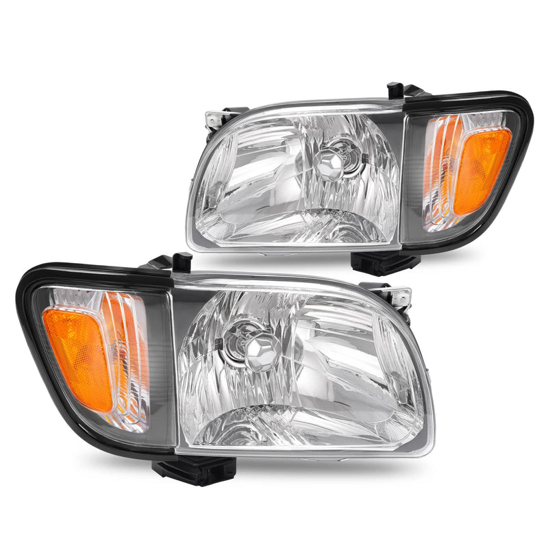 DURAFORCE White Headlights & Black Corner Light for Toyota Tacoma 2001 2002 2003 2004 4Pcs