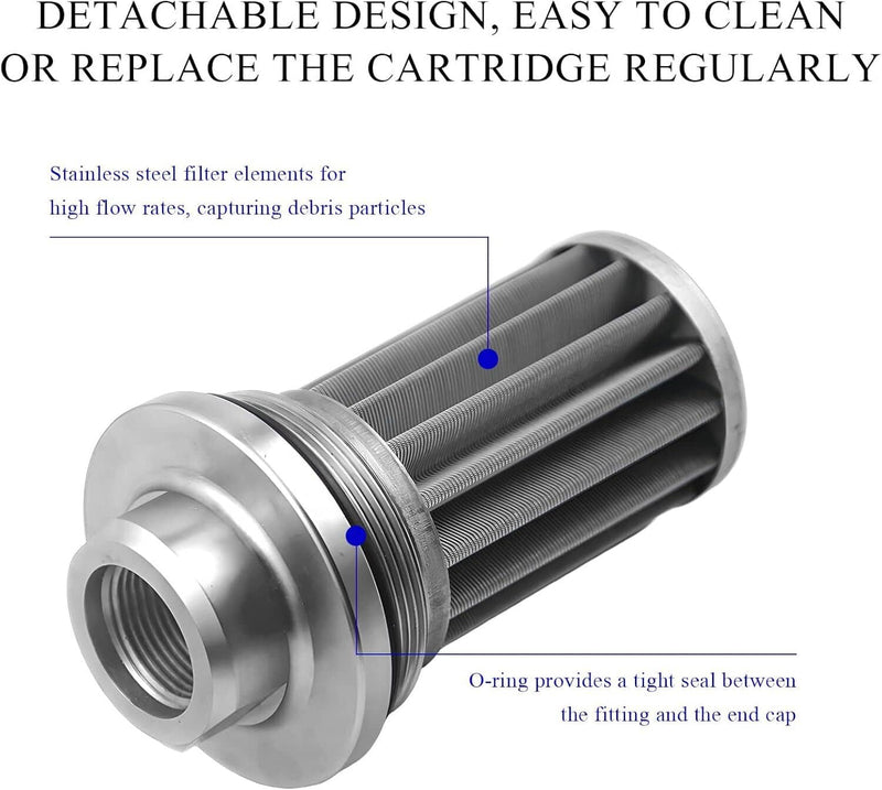 Inline Fuel Filter 100 Micron High Flow Cleanable 6AN 8AN 10AN Adapter Universal