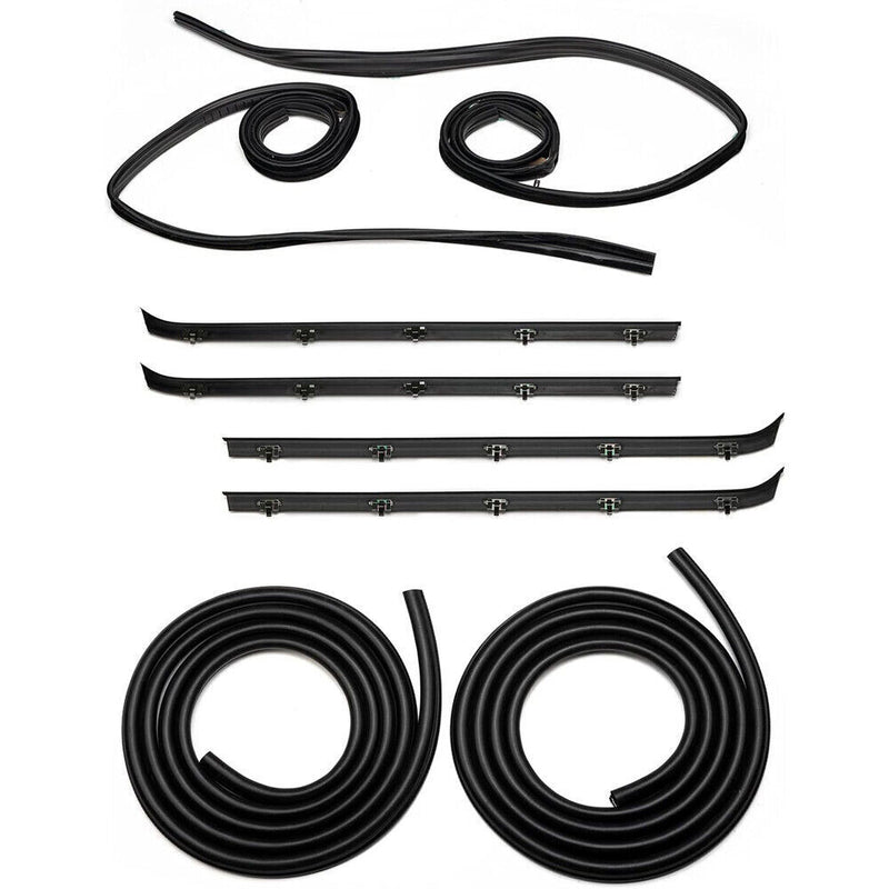 Front Door Window Run Sweep Felts Weatherstrip Seals Kit for Chevy GMC