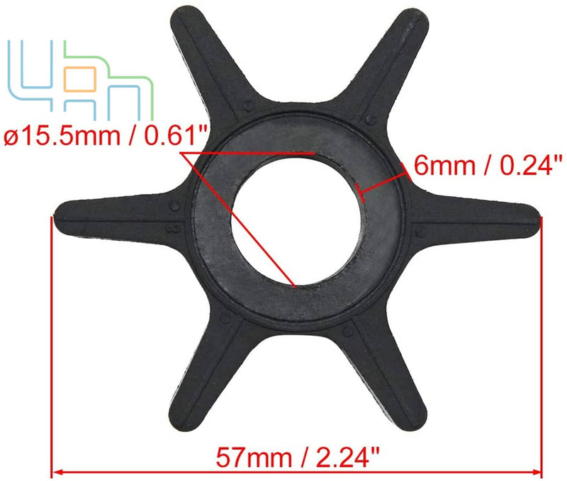 DURAFORCE 47-F433065-2 Water Pump Impeller for Chrysler Force Mercury 25 35 40 45 50 HP