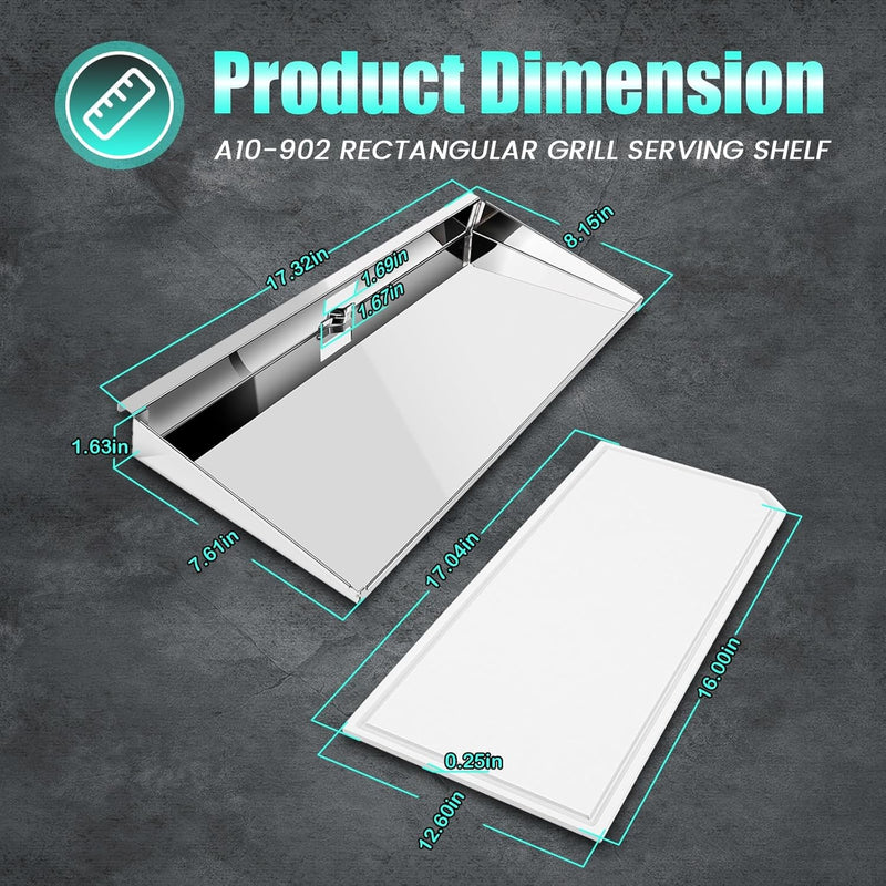 A10-902 Rectangular Grill Serving Shelf w/ Removable Cutting Board for 9” x 18