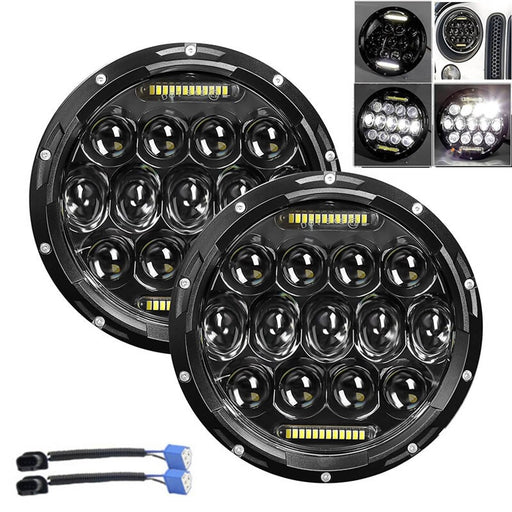 DURAFORCE 7" Round LED Headlights Halo Pair for Jeep Wrangler JK TJ LJ CJ
