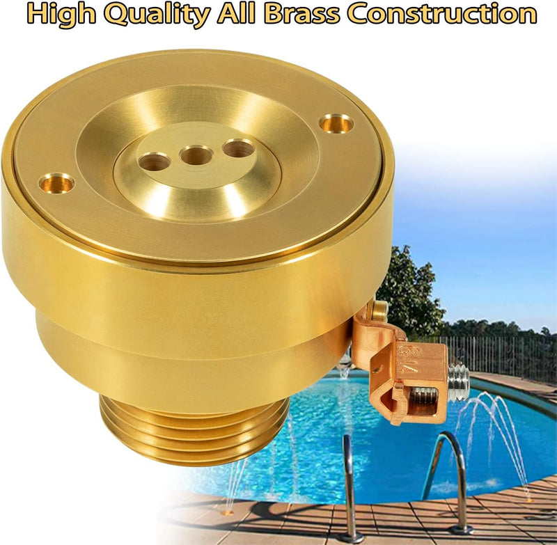 Swimming Pool Spa Brass Deck Jet Fountain Nozzle 3 Hole with Grounding Lug