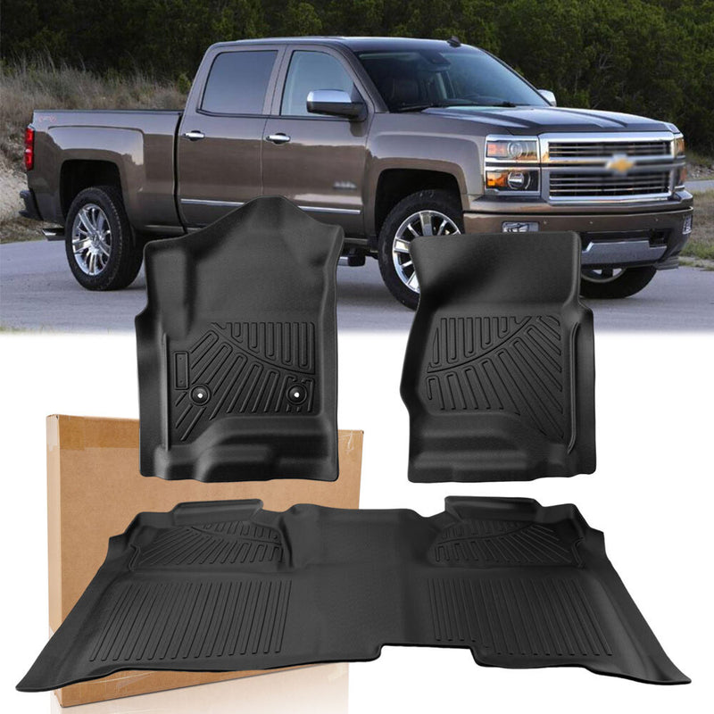 Floor Mats Set for Chevy Silverado Sierra 2500 3500 Crew Cab 2015-2019 1st 2nd R