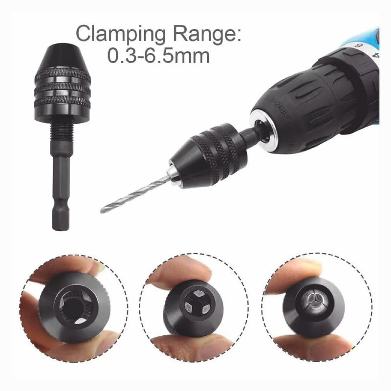 4Pcs 1/4 Hex Shank Keyless Drill Chuck Adapter Bit Change Converter Driver Black