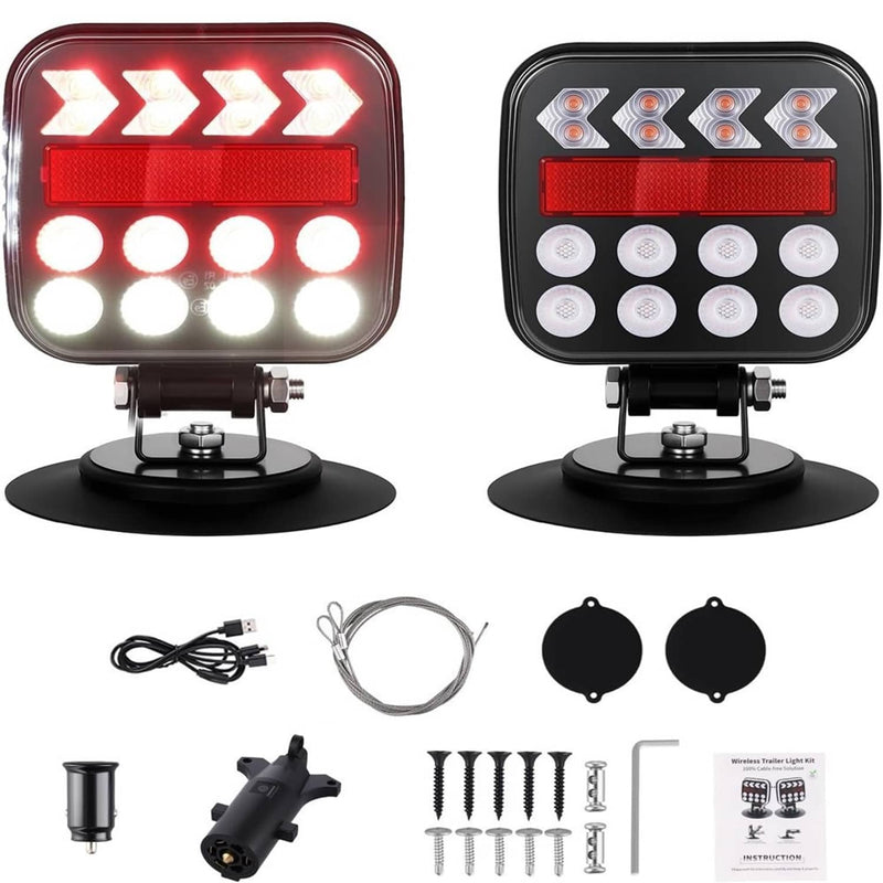 Wireless Magnetic Trailer Light Kit Rechargeable LED Tail Light for Trailer