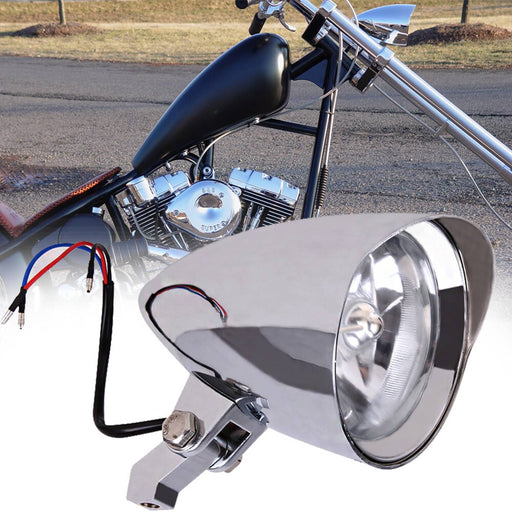 DURAFORCE Chrome Tri Bullet Headlight for Harley Dyna Softail Sportster Chopper Bobber