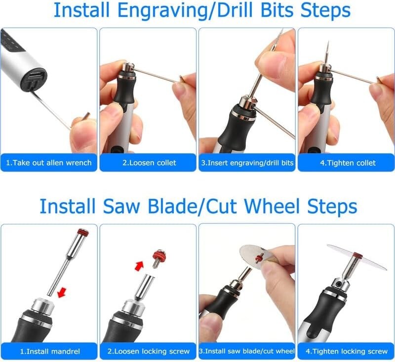 Cordless Electric Engraving Pen Micro Polishing Pen 33 Drill Bits