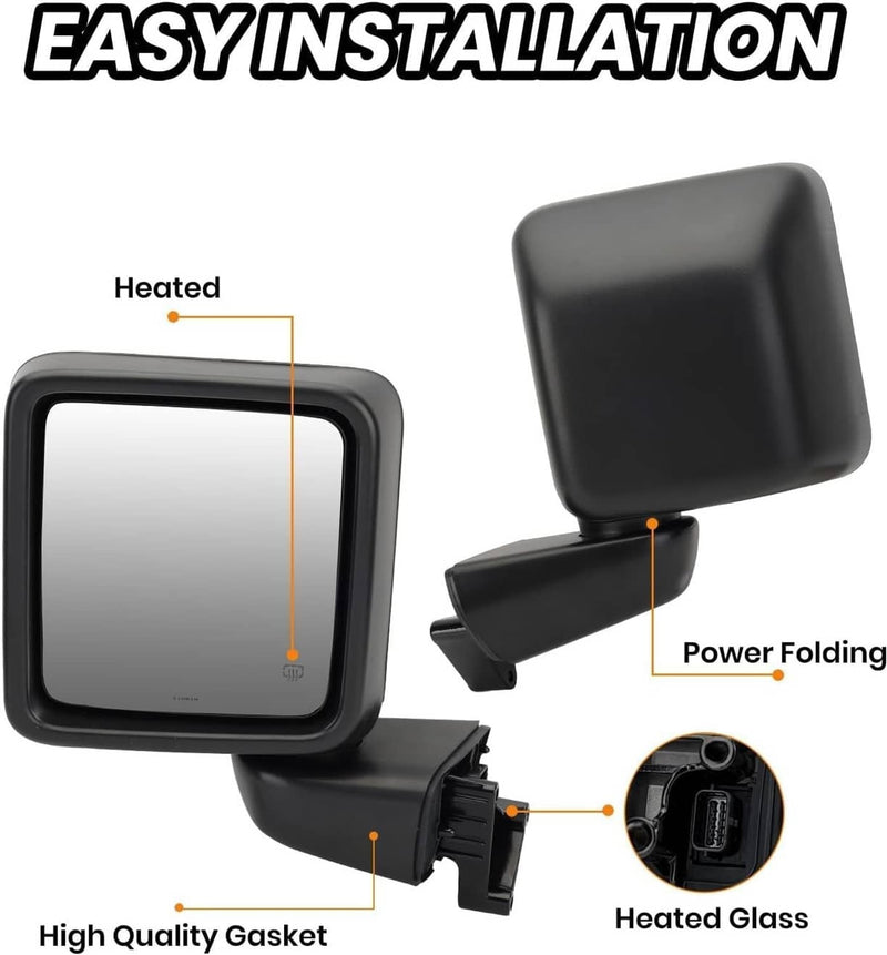 Pair Left Right Power Heated Mirror for Jeep Gladiator Wrangler JL