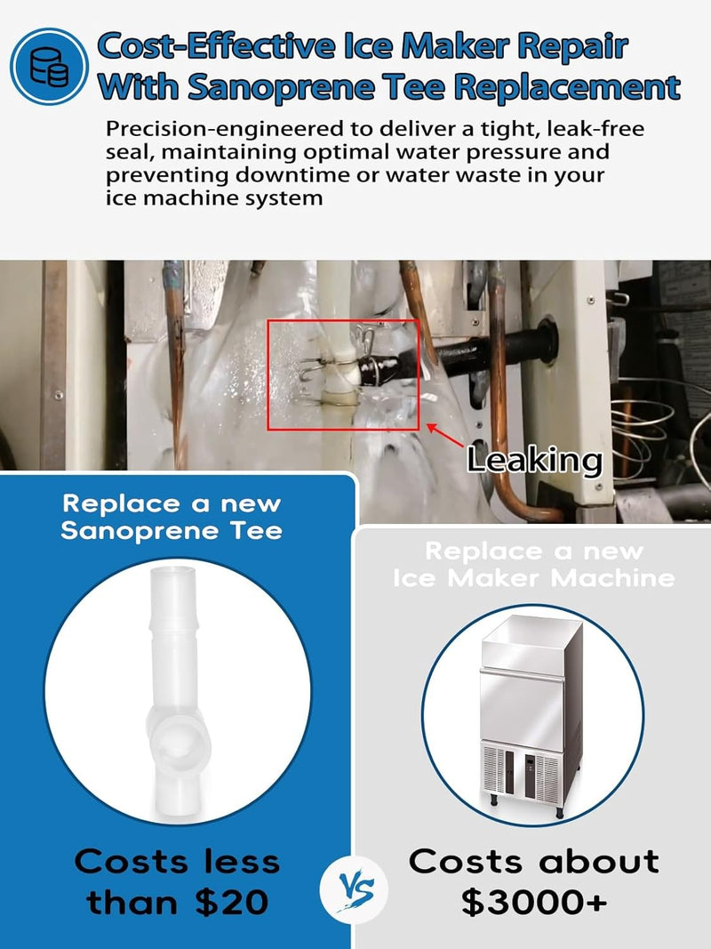 4A0177-01 Sanoprene Tee for Hoshizaki Ice Machine Water Line Connector 439197-01