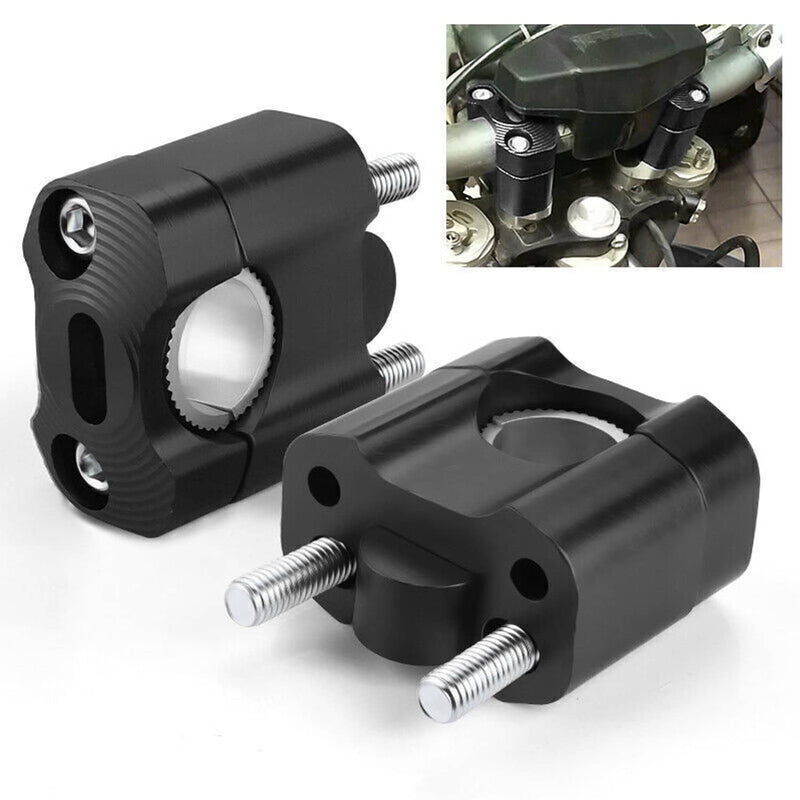 DURAFORCE Black HandleBar Fat Bar Mount Clamps Risers Adaptor 7/8 to 1 1/8 Dirt Pit Bike