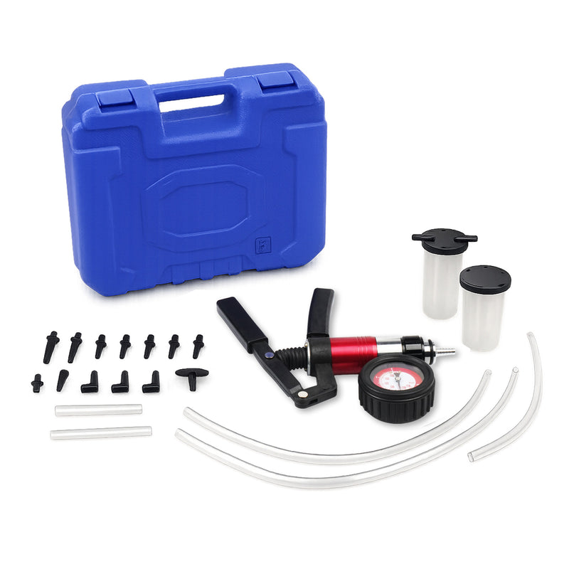 Hand Held Vacuum Pressure Pump Tester Brake Fluid Bleeder Tool 21pcs