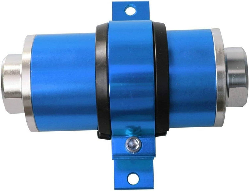 Blue 30 Micron Billet Aluminum Inline Fuel Petrol Filter Bracket AN6 AN8 AN10