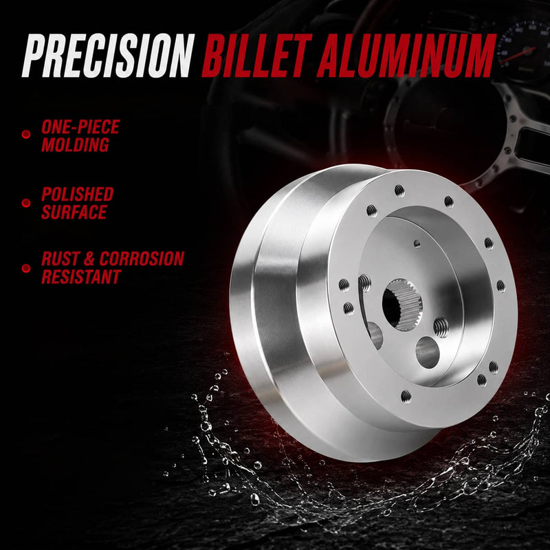 Steering Wheel Hub Adapter 5 & 6 Hole Polished Silver for GM Chevy Aluminum