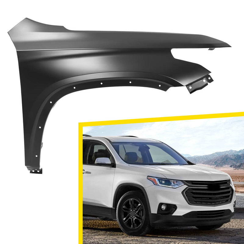 DURAFORCE Black Steel Fender for Chevrolet Traverse 2018-2024 Front Passenger Side