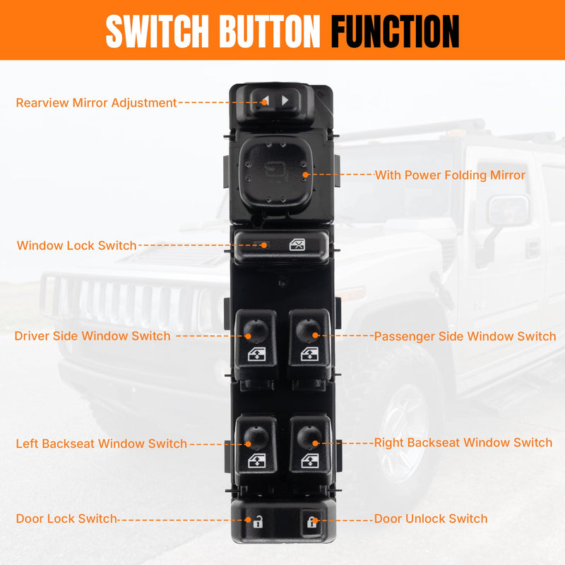 15883429 Master Power Window Control Switch for Hummer H2 2003-2007 Front Left