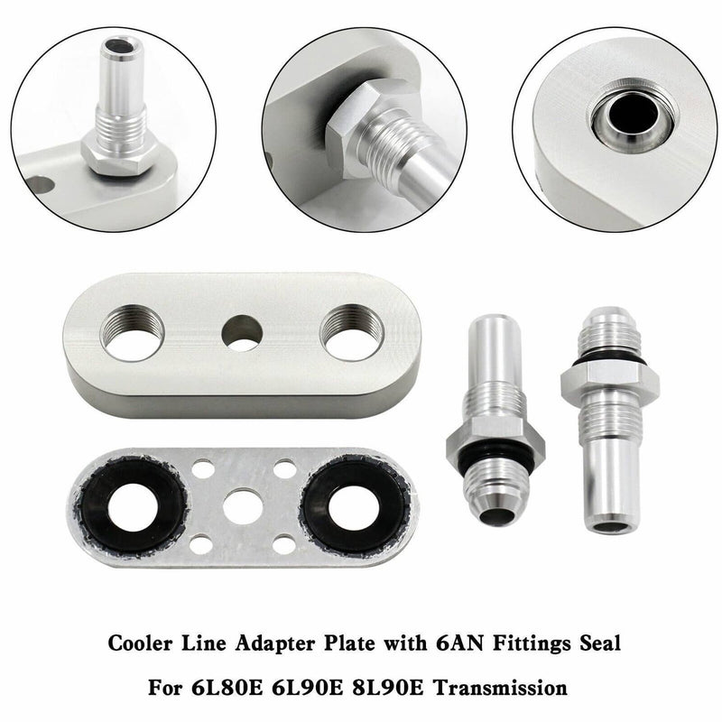 Transmission Cooler Line Adapter Plate 6AN Fittings 6L80E 6L90E 8L90E