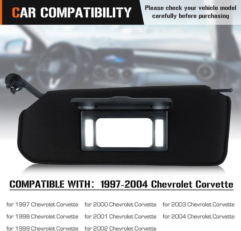 Updated Sun Visors Sun Shades with Bright LED Light for 1997-2004 Corvette C5 Pa