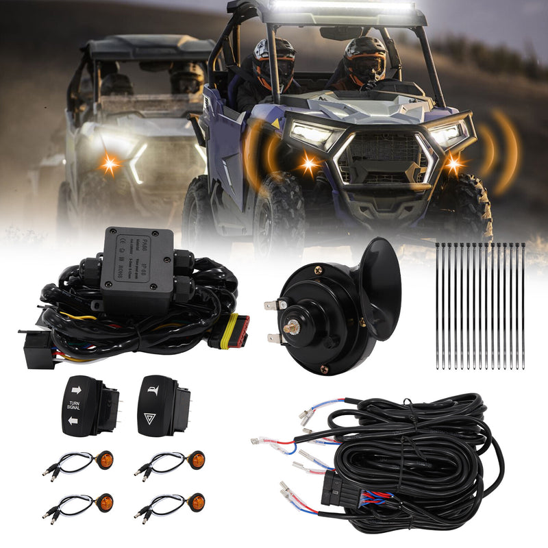 Plug and Play Turn Signal Horn Kit for Polaris Can-Am Kawasaki UTV Universal