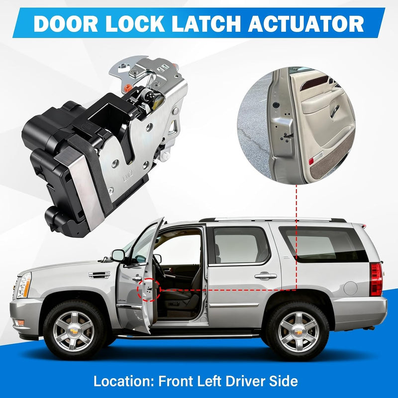 Door Lock Actuator Integrated Latch LH Driver Side Front for Chevy GMC Silverado